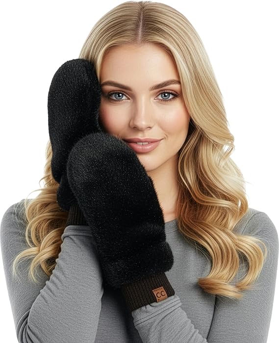 Faux Fur Convertible Mittens by Funky Junque