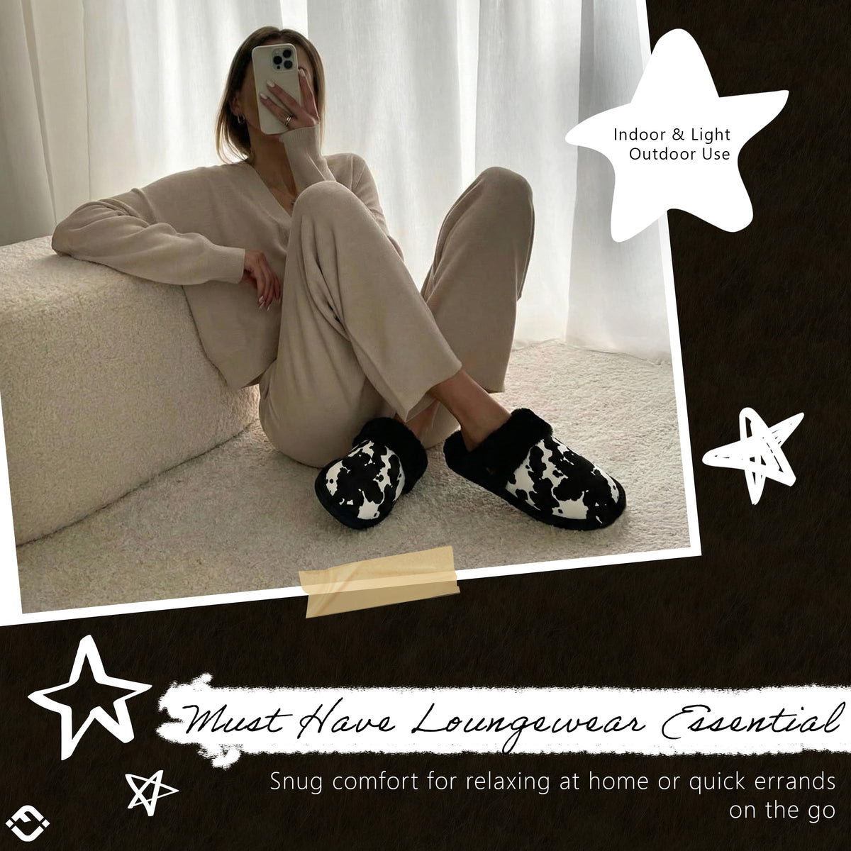 Clog Slippers for Women - Fuzzy Cow Slides