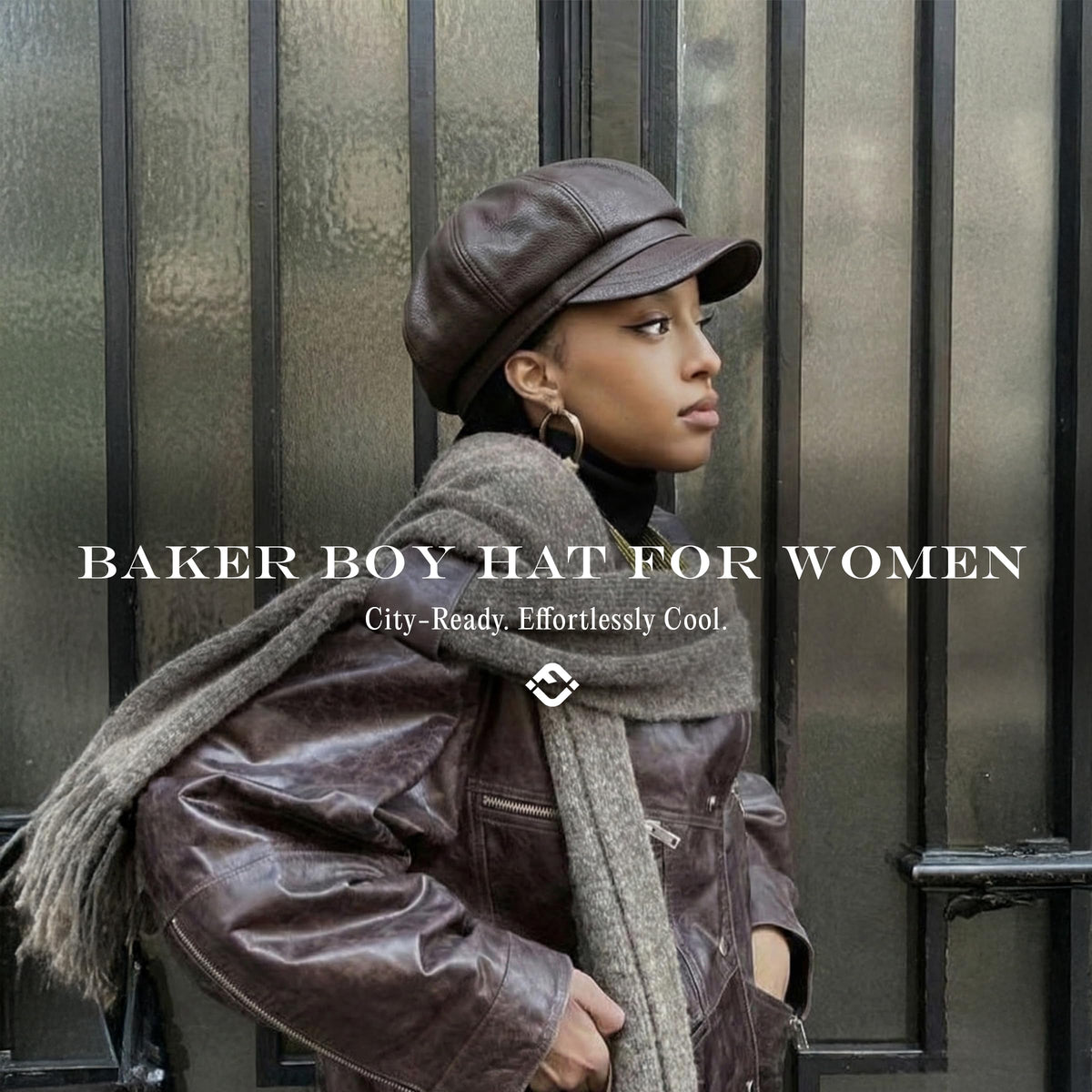 Women's Newsboy Cabbie Cap - Faux Leather