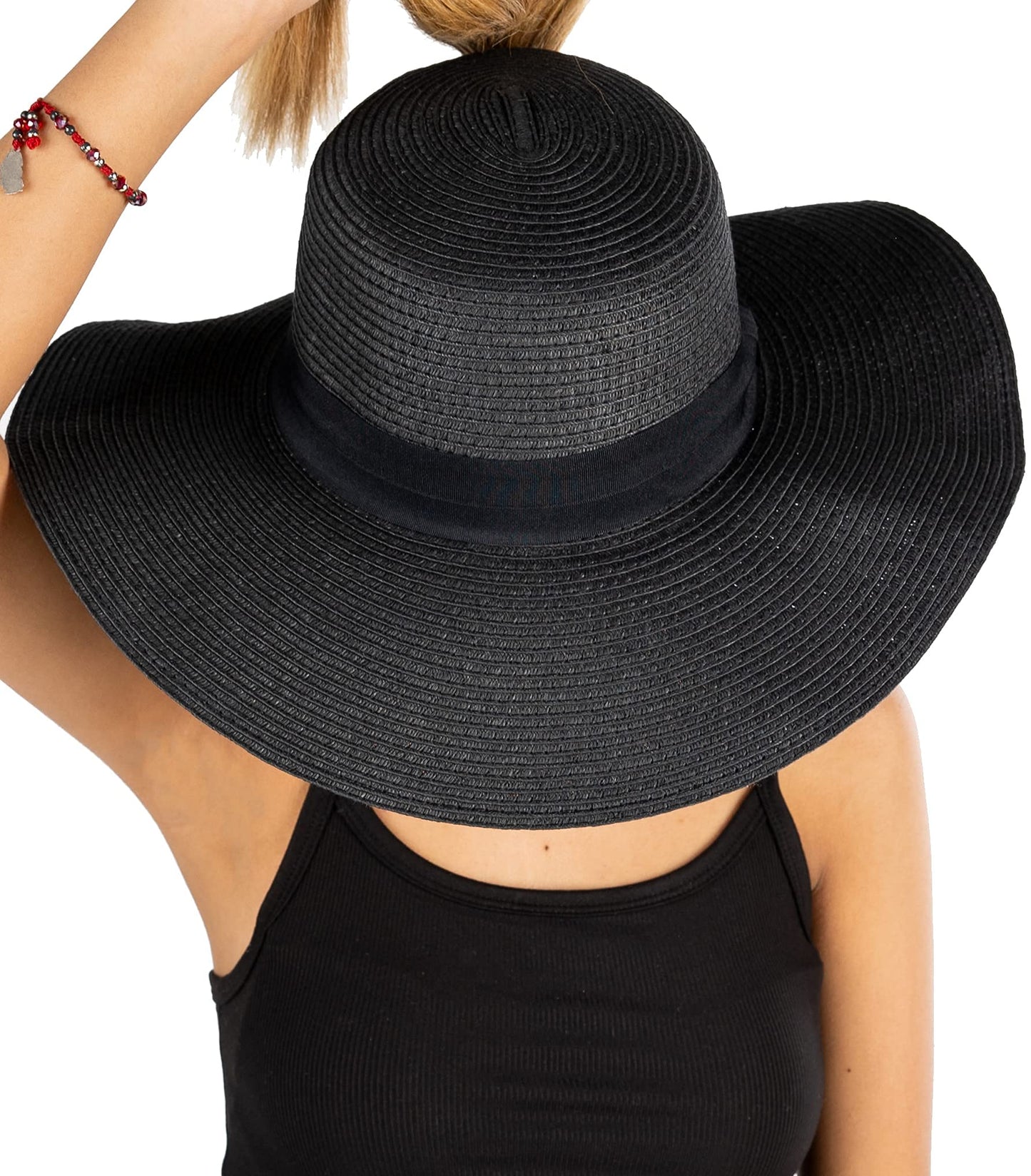 Solids - Ponytail Wide Brim Sun Hat by Funky Junque