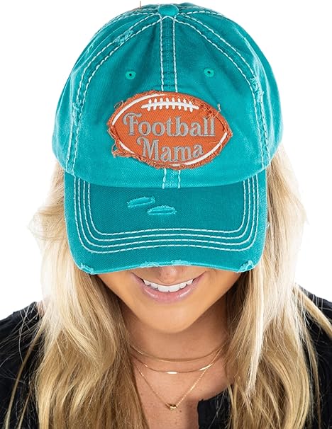 Football Mama Distressed Patch Hat by Funky Junque