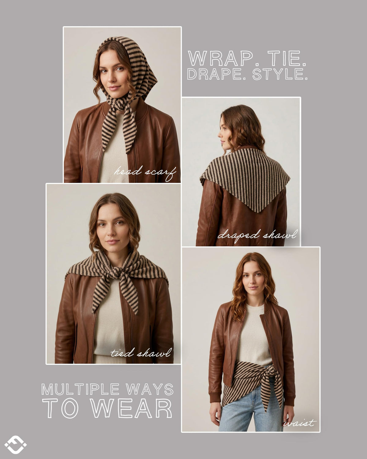 Wool Blend Triangle Scarf Head Wrap