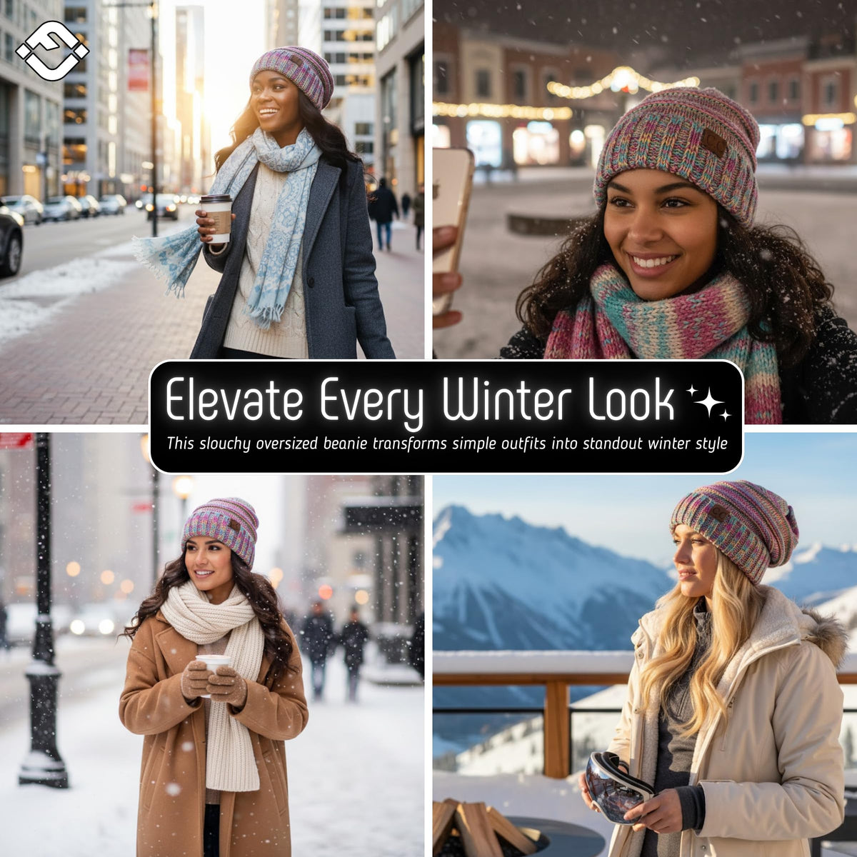 Multicolor Mix Oversized Slouchy Beanie by Funky Junque