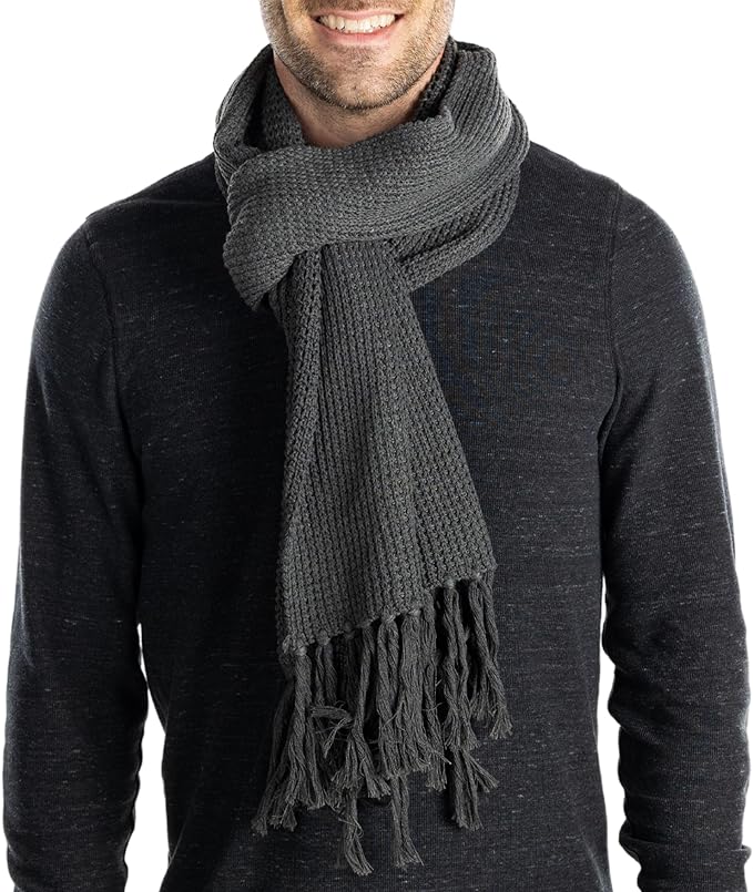 Waffle Knit Scarf - Charcoal