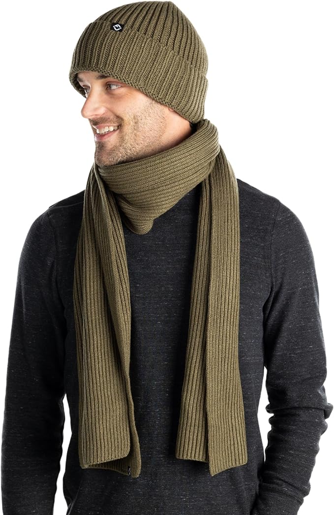 Ribbed Knit Beanie & Scarf Set by Funky Junque