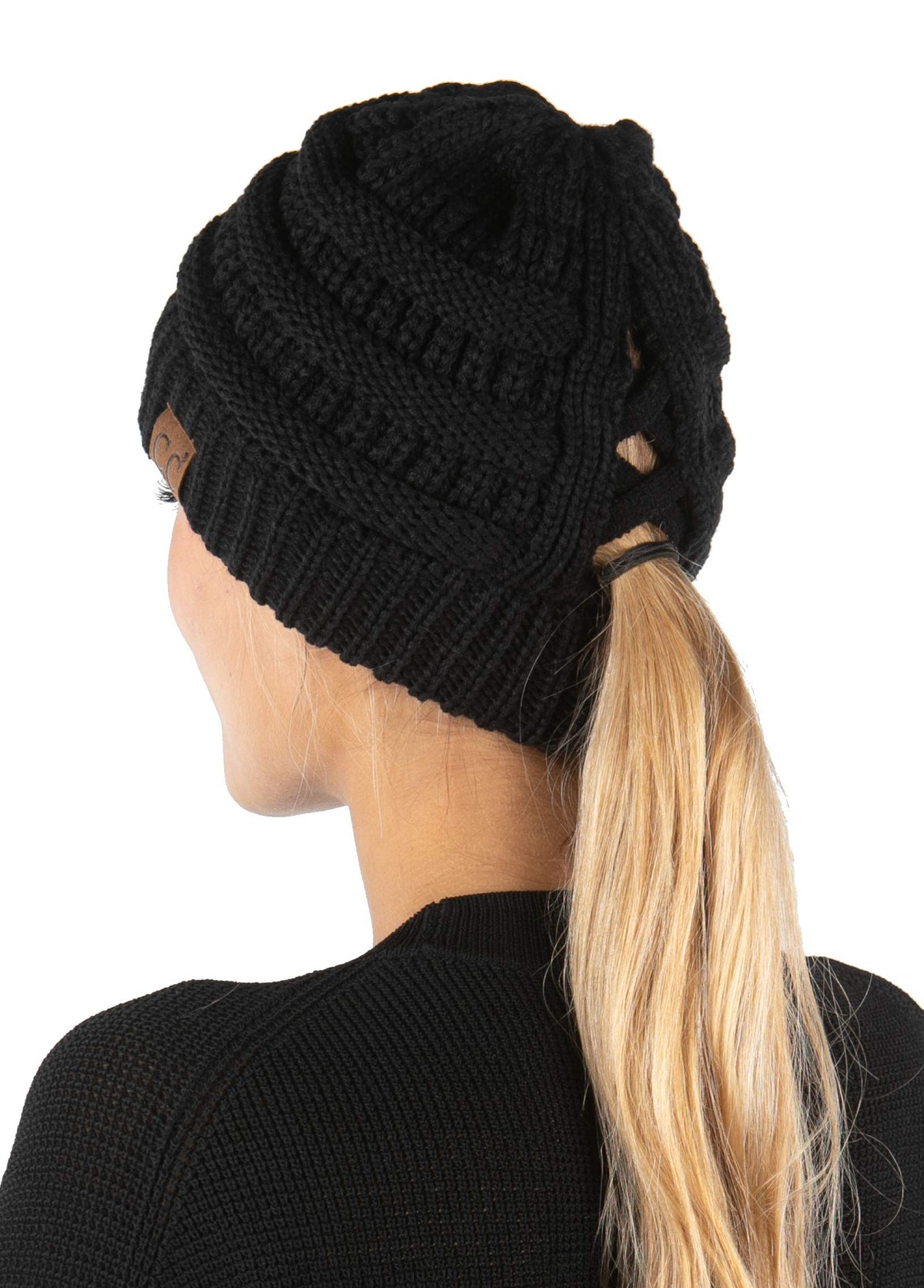 Criss Cross Ponytail Beanie