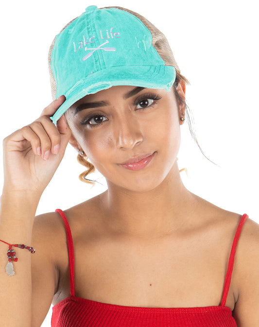 Lake Life Criss Cross Ponytail Hat by Funky Junque