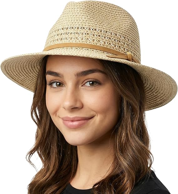 Women's Floppy Beach Packable Straw Panama Sun Hat