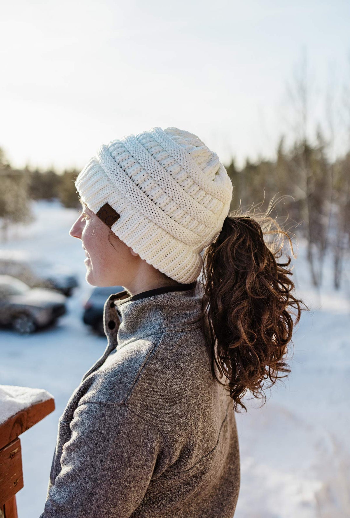 Criss Cross Ponytail Beanie