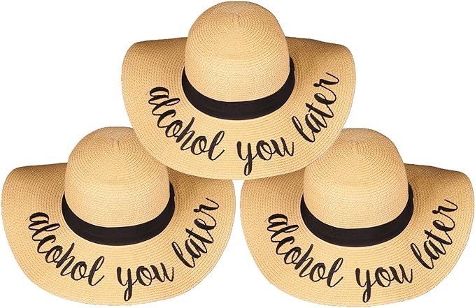 Alcohol You Later Embroidered Sun Hat by Funky Junque