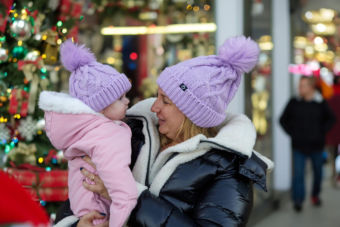 Mommy and Me - Cable Knit Faux Fur Pom Beanie (Adult/Toddler/Infant)