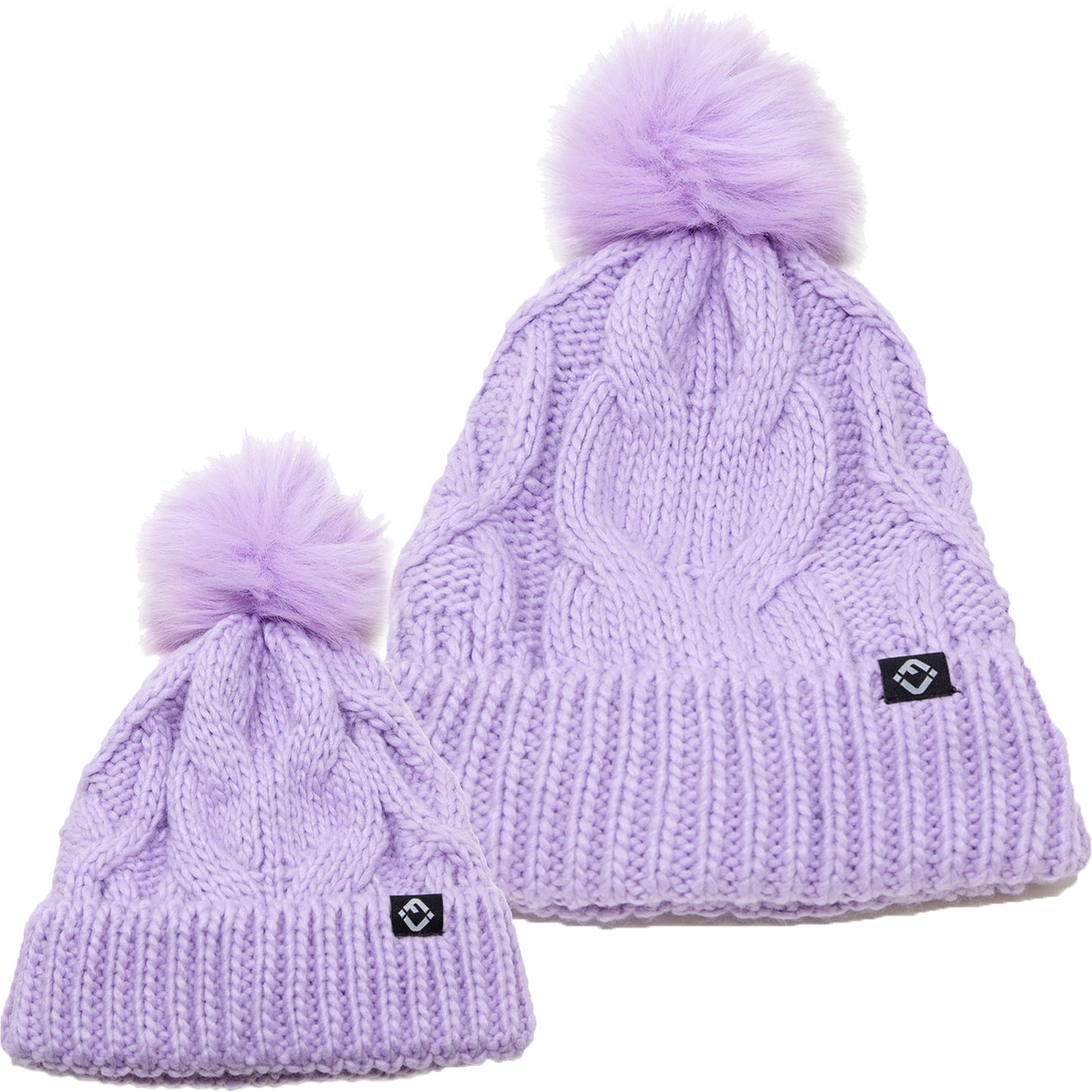 Mommy and Me - Cable Knit Faux Fur Pom Beanie (Adult/Toddler/Infant)