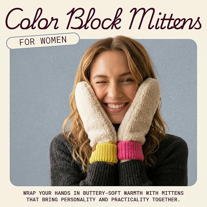 Sherpa 90s Colorblock Mittens