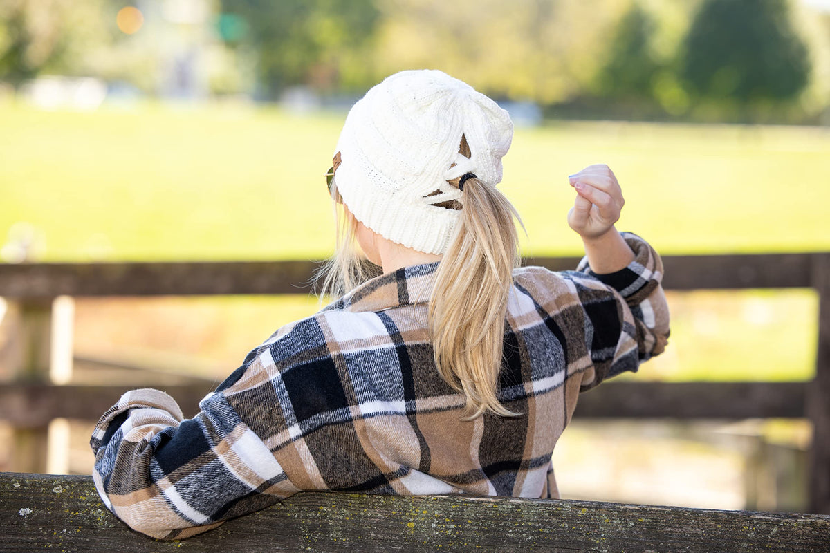 Criss Cross Ponytail Beanie