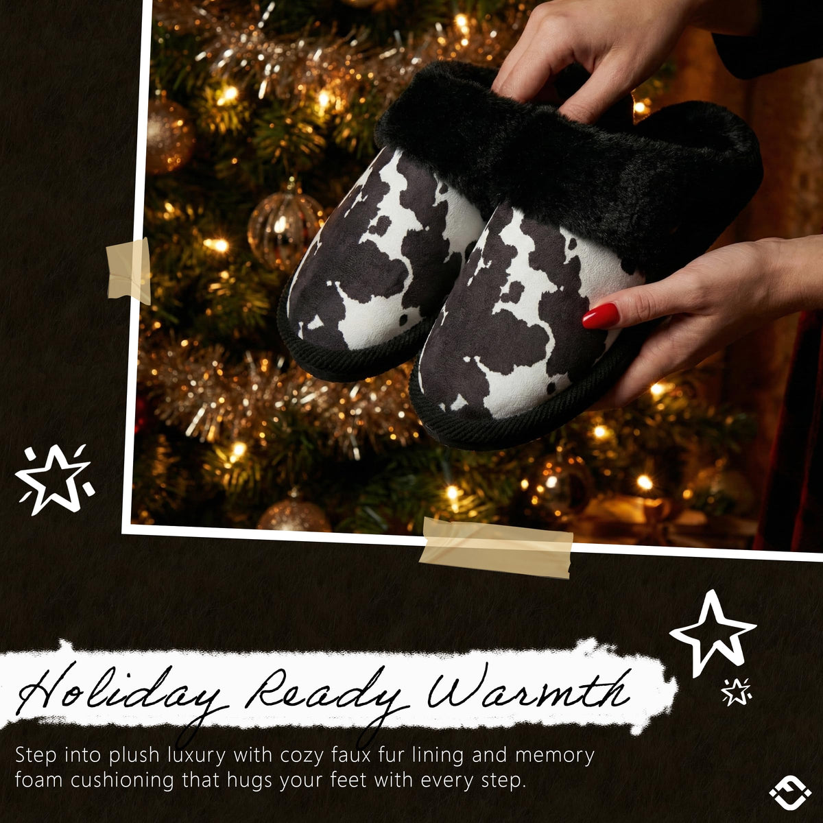 Clog Slippers for Women - Fuzzy Cow Slides