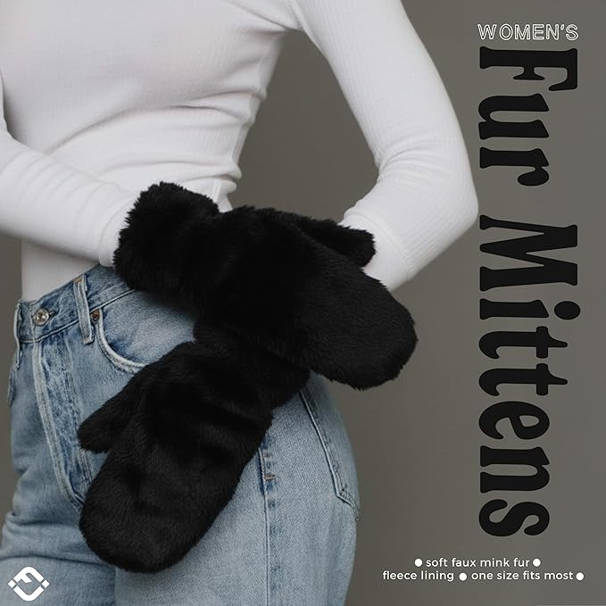 Fuzzy Faux Fur Mittens