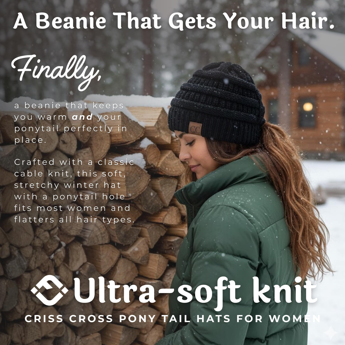 Criss Cross Ponytail Beanie
