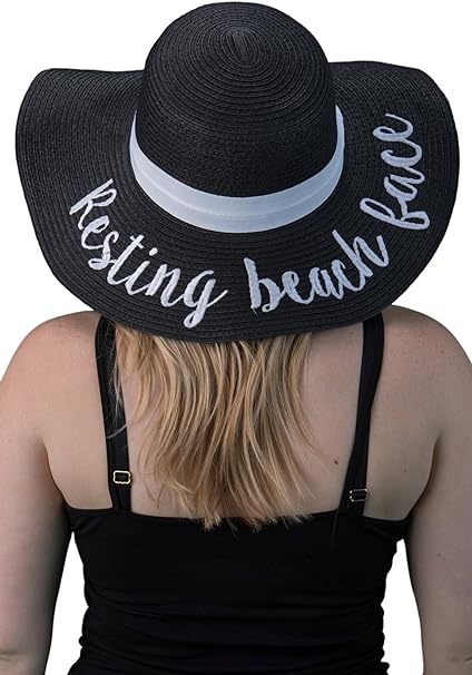 Resting Beach Face Embroidered Sun Hat by Funky Junque