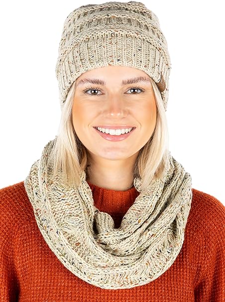 Confetti Knit Beanie & Infinity Scarf Matching Set by Funky Junque