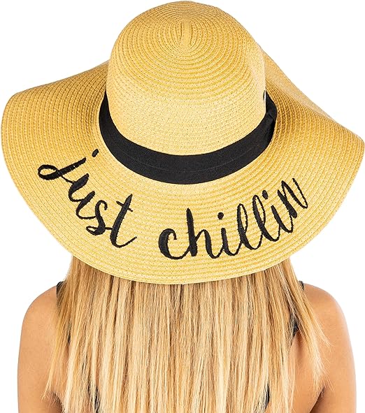Just Chillin Embroidered Sun Hat by Funky Junque