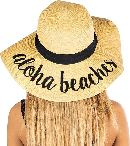 Aloha Beaches Embroidered Sun Hat by Funky Junque