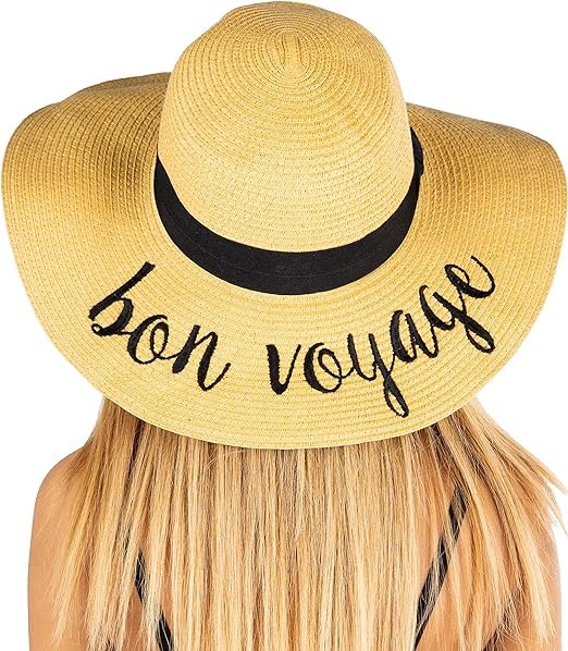 Bon Voyage Embroidered Sun Hat by Funky Junque