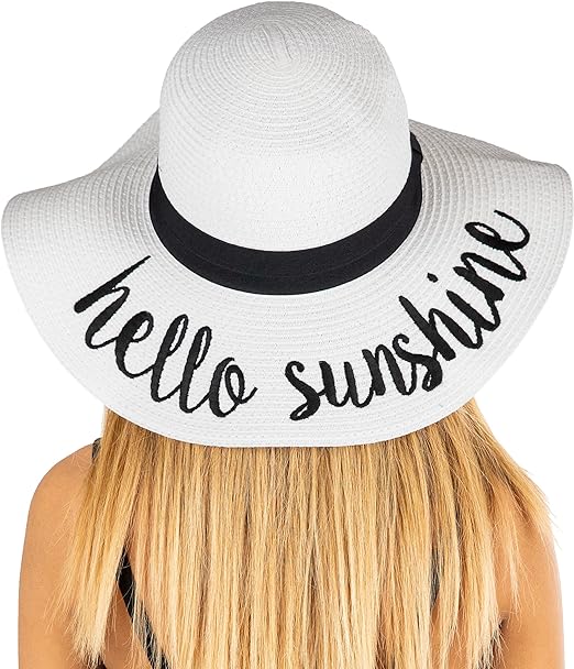 Hello Sunshine Embroidered Sun Hat by Funky Junque