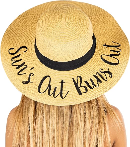 Suns Out Buns Out Embroidered Sun Hat by Funky Junque