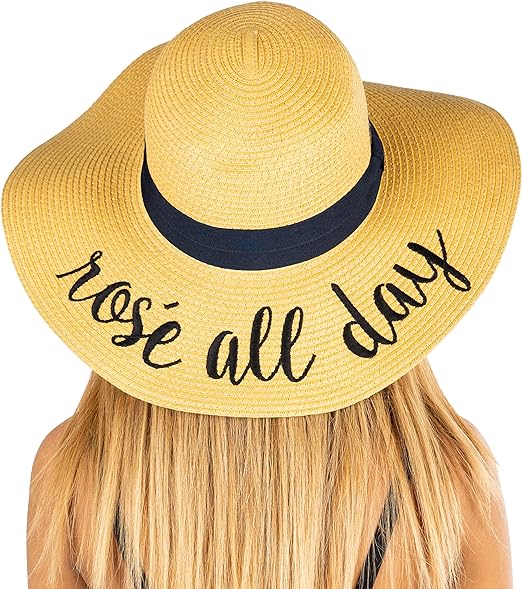 Rosé all Day Embroidered Sun Hat by Funky Junque