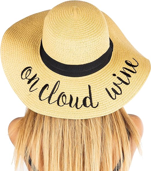 On Cloud Wine Embroidered Sun Hat by Funky Junque