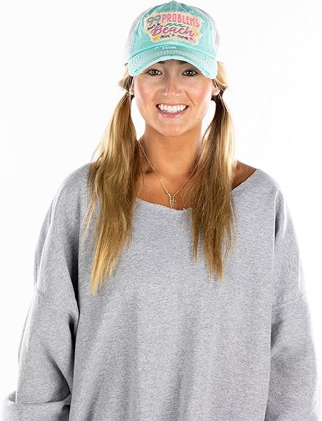 99 Problems But a Beach Aint One Distressed Patch Hat by Funky Junque