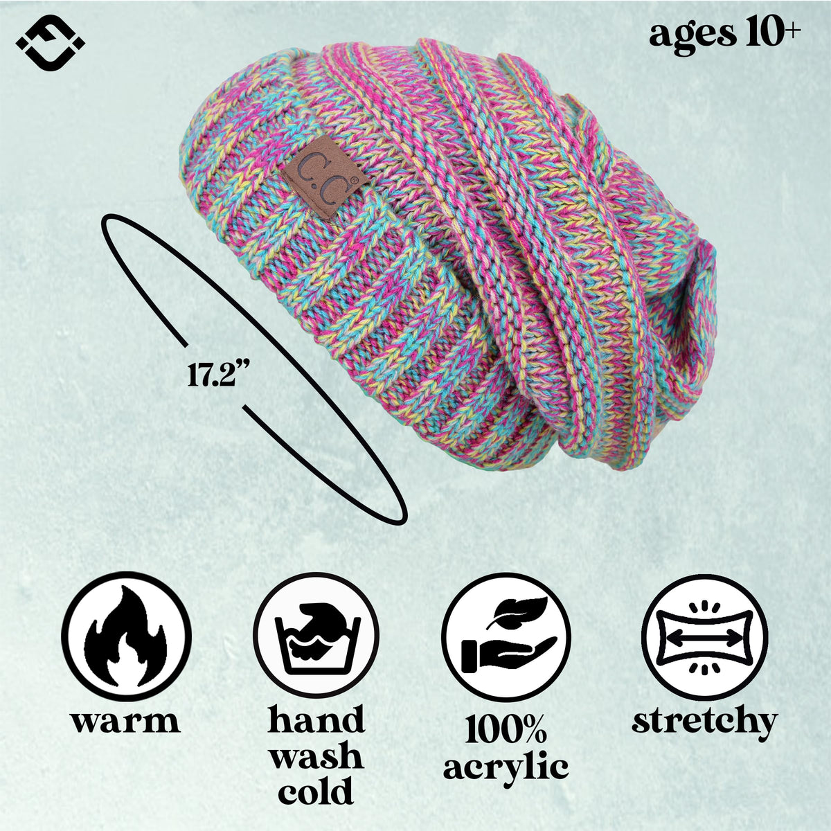 Multicolor Mix Oversized Slouchy Beanie by Funky Junque