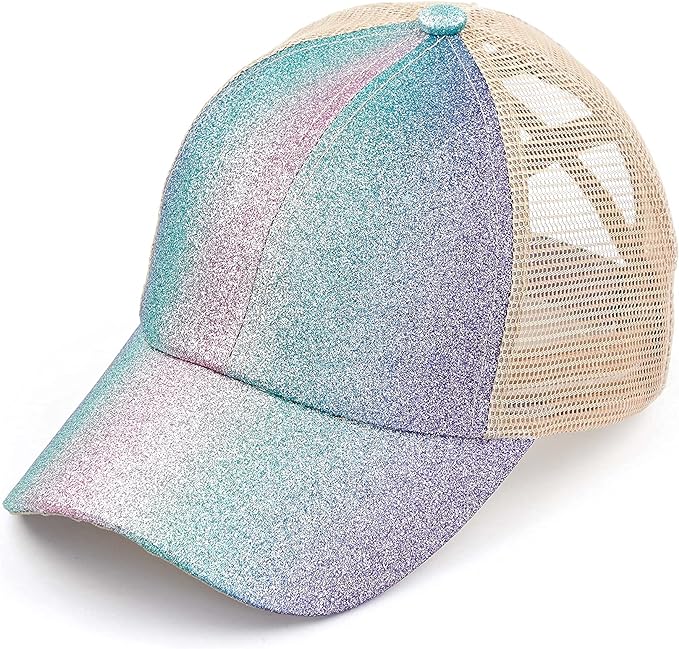 Glitter Criss Cross Ponytail Hat by Funky Junque