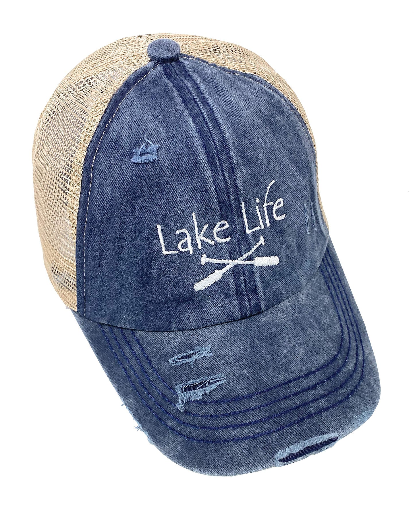 Lake Life Criss Cross Ponytail Hat by Funky Junque