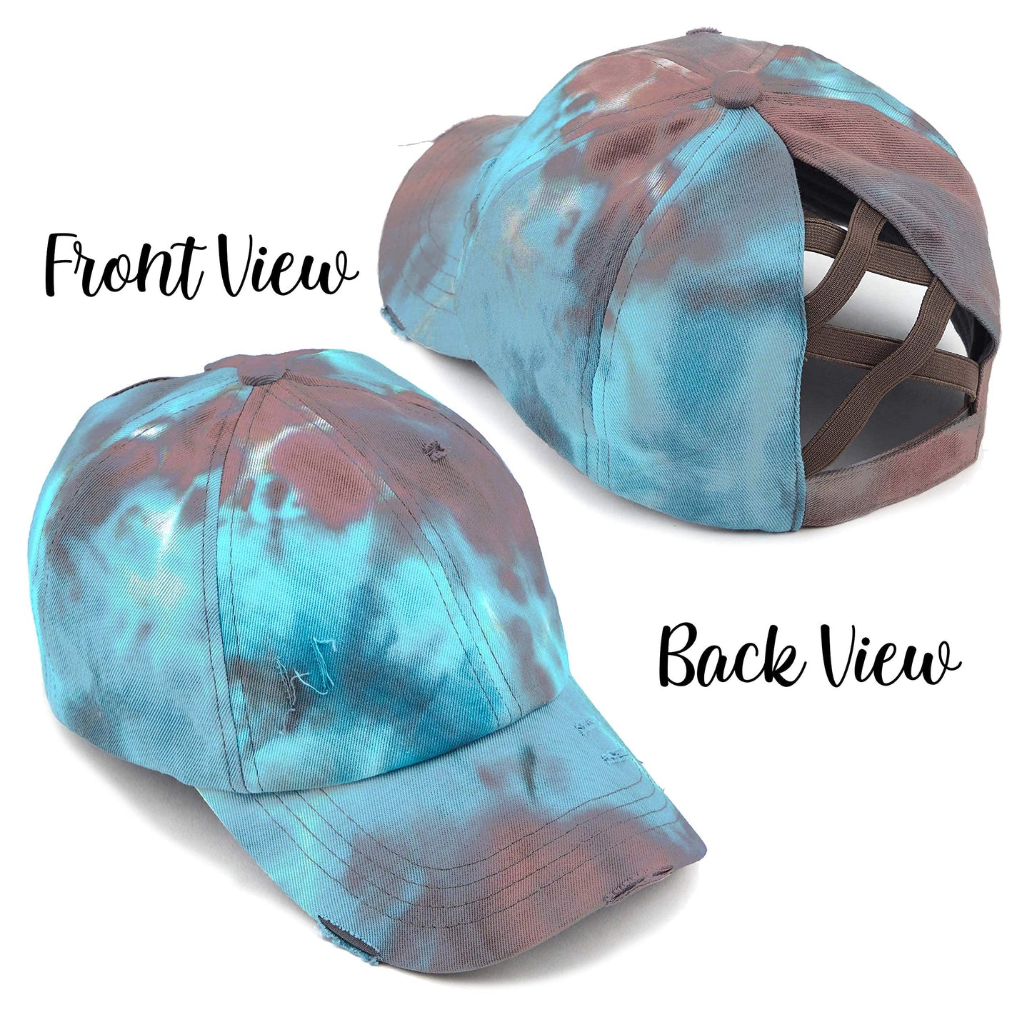 Tie Dye Criss Cross Ponytail Hat by Funky Junque