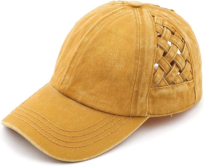 Basketweave Criss Cross Ponytail Hat by Funky Junque