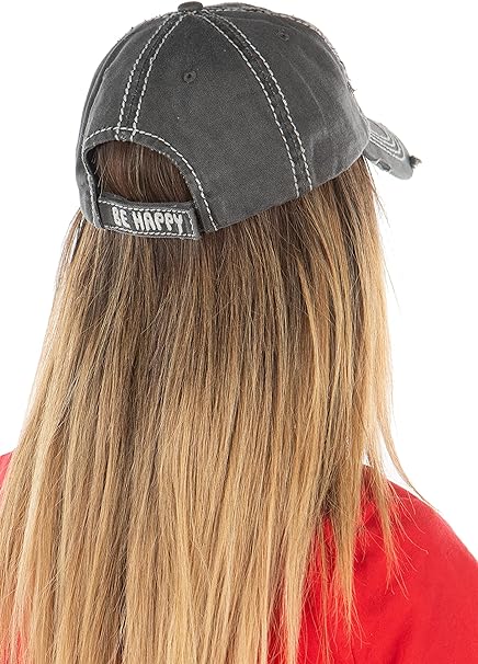 Bee Happy Distressed Patch Hat by Funky Junque