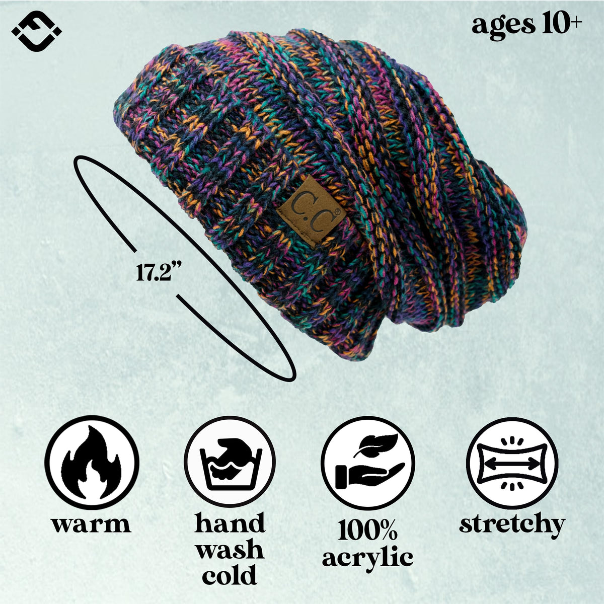 Multicolor Mix Oversized Slouchy Beanie by Funky Junque