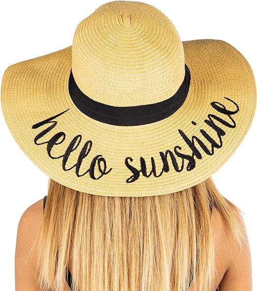 Hello Sunshine Embroidered Sun Hat by Funky Junque