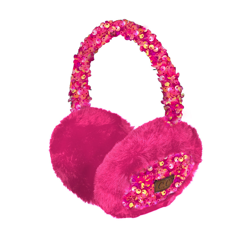 Sequin Adjustable Fuzzy Ear Muffs by Funky Junque