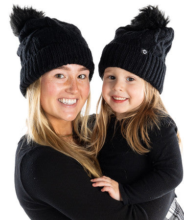 Mommy and Me - Cable Knit Faux Fur Pom Beanie (Adult/Toddler/Infant)