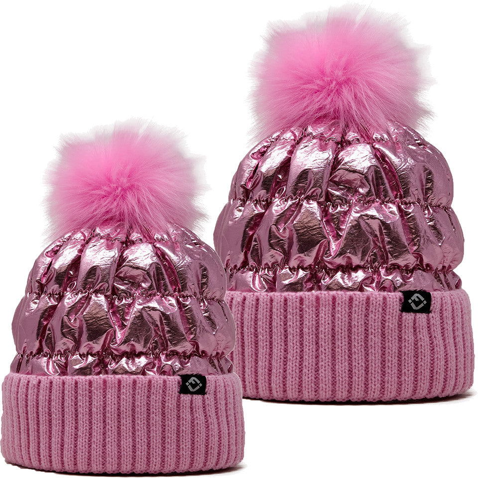Mommy and Me - Puffer Faux Fur Pom Beanie (Adult/Toddler)