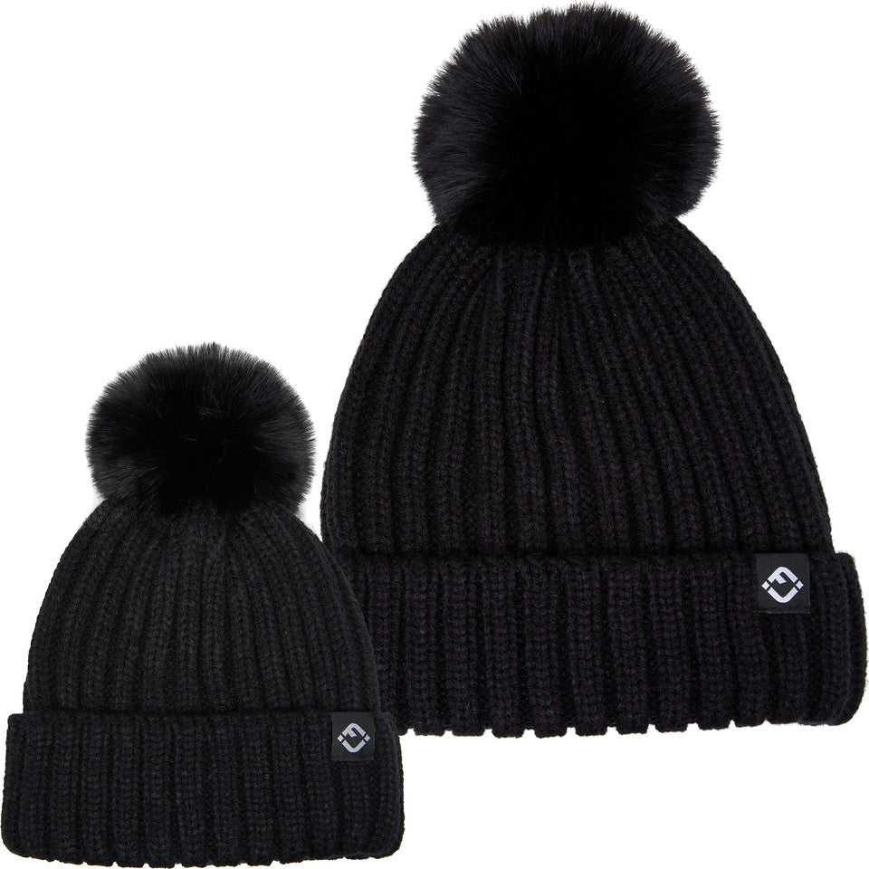 Mommy and Me - Ribbed Knit Detachable Pom Beanie (Adult/Toddler/Infant)