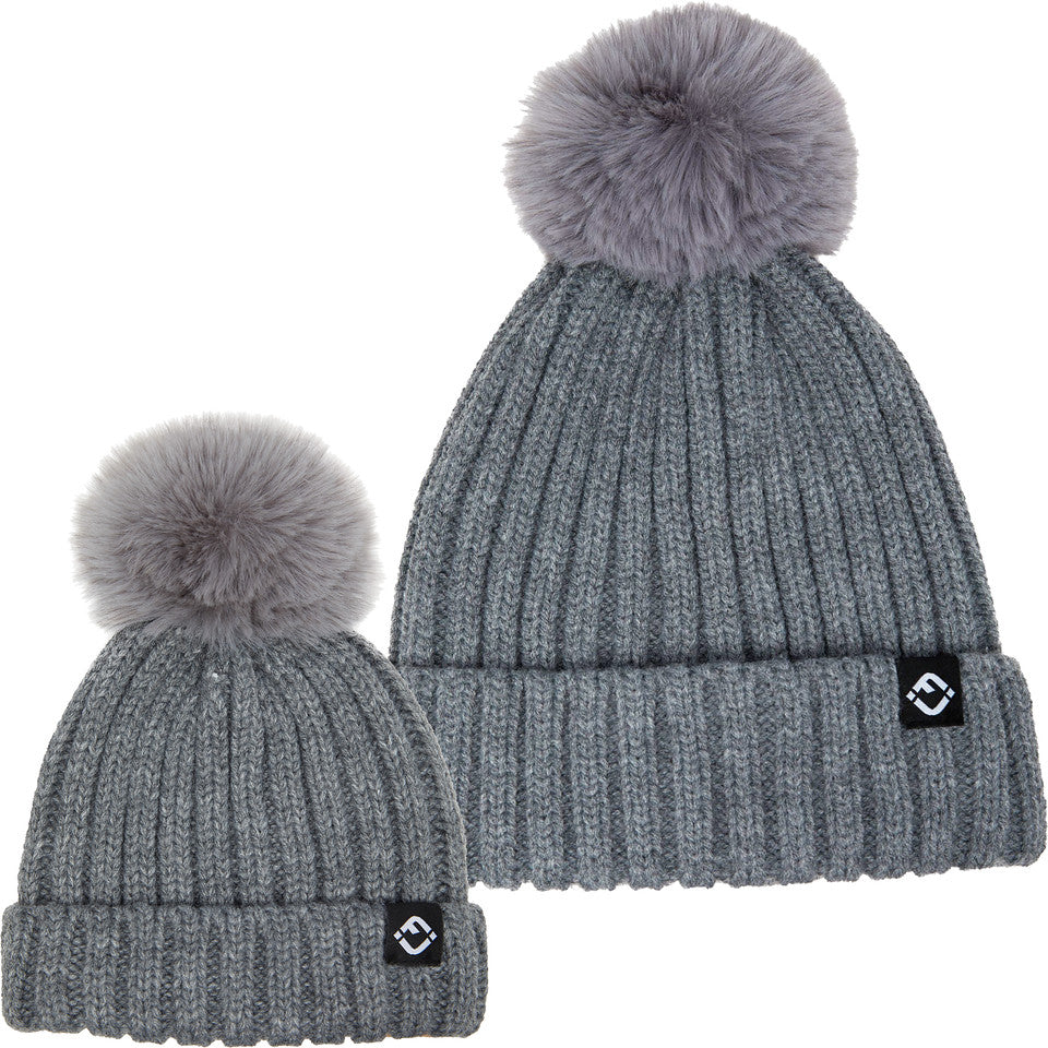 Mommy and Me - Ribbed Knit Detachable Pom Beanie (Adult/Toddler/Infant)