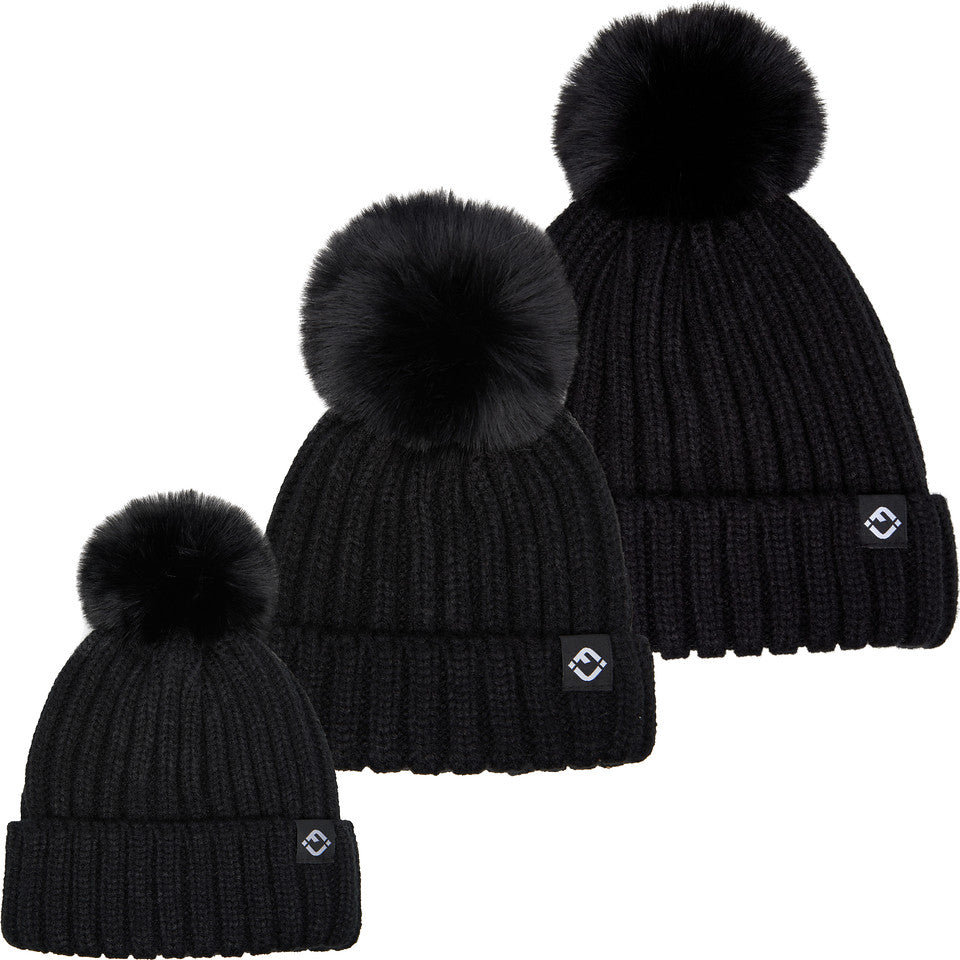 Mommy and Me - Ribbed Knit Detachable Pom Beanie (Adult/Toddler/Infant)