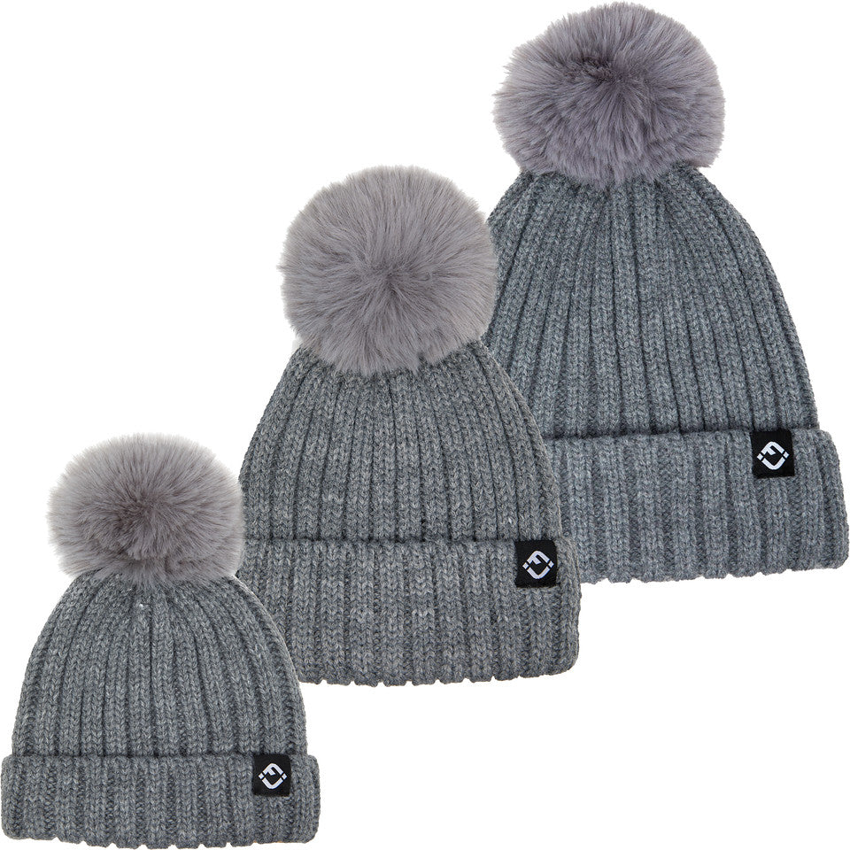 Mommy and Me - Ribbed Knit Detachable Pom Beanie (Adult/Toddler/Infant)