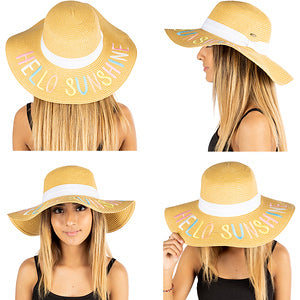 Hello Sunshine Embroidered Sun Hat by Funky Junque