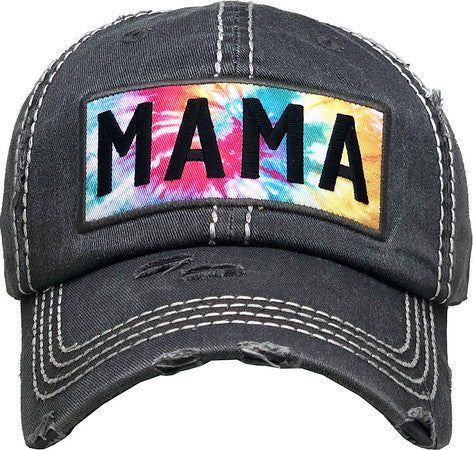 Tie Dye Mama Distressed Patch Hat by Funky Junque