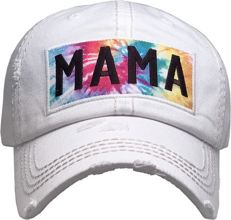 Tie Dye Mama Distressed Patch Hat by Funky Junque