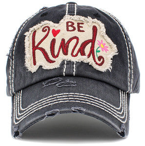 Be Kind Distressed Patch Hat by Funky Junque